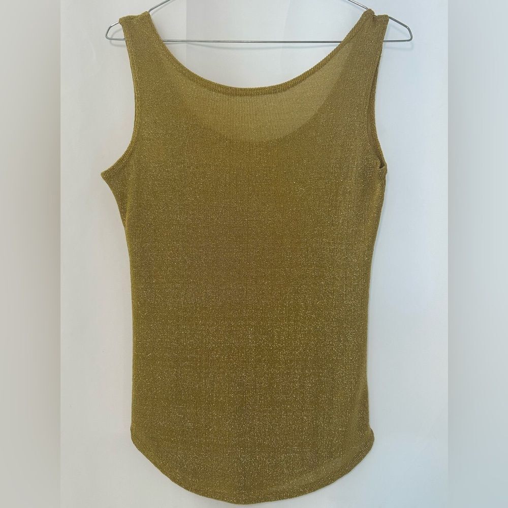 VINTAGE Glitter Gold LUREX Tank TOP SIZE M